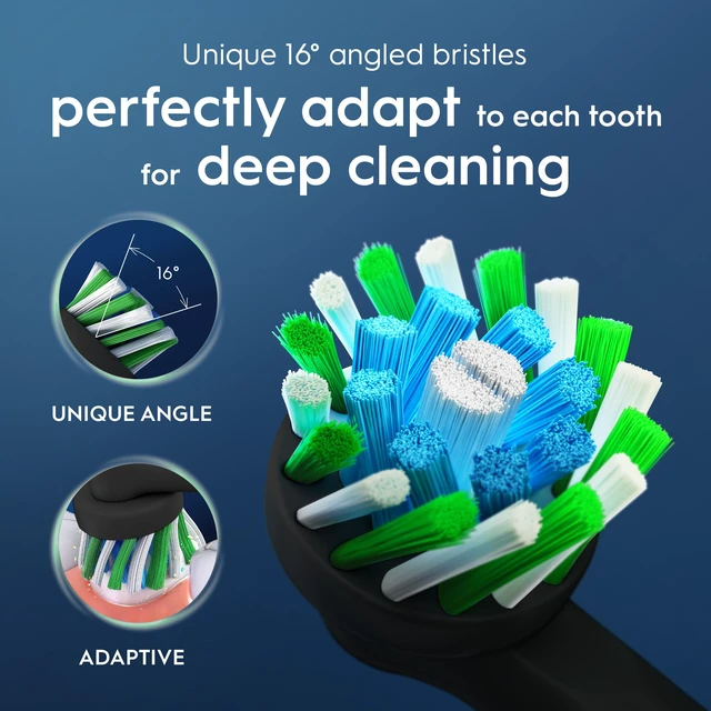 Alt view image 4 of 7 - Cross Action Replacement Brush Heads for an Oral-B Electric Toothbrush, Pack of 6, Black