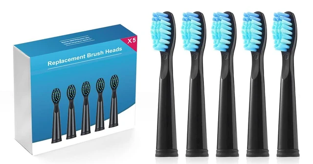 Alt view image 6 of 6 - Electric Toothbrush Replacement Heads 5 Pack Compatible with Fairywill FW-507/508/551/917/959, for FW-D1/FW-D3/FW-D7/FW-D8, for Fairywill Toothbrush Refills - Black