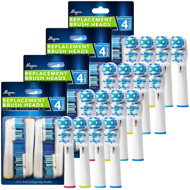 Main image of Replacement Brush Heads Compatible with Oral B Braun- Double Clean Design, 16 Pk Electric Toothbrush Replacement Heads- Fits Oralb Pro 7000, 1000, 8000, 9000, 1500, 5000, Kids, Vitality & More