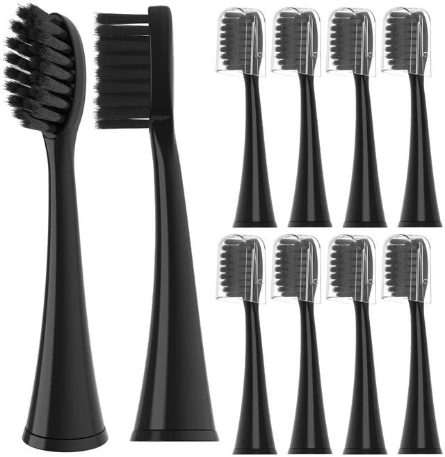 Main image of 10 Pack Replacement Toothbrush Heads Compatible with Burst Electric Toothbrush, Toothbrush Heads for Burst Sonic Toothbrush, Deep Cleaning Bristle Design, Black