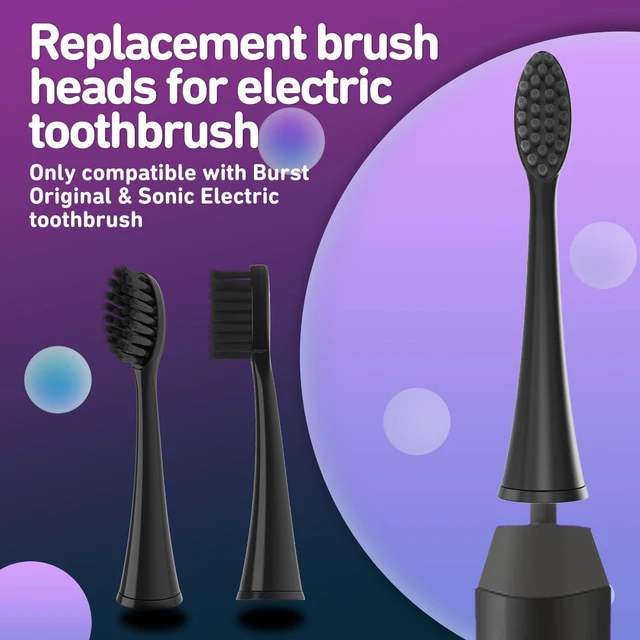 Alt view image 2 of 6 - 10 Pack Replacement Toothbrush Heads Compatible with Burst Electric Toothbrush, Toothbrush Heads for Burst Sonic Toothbrush, Deep Cleaning Bristle Design, Black