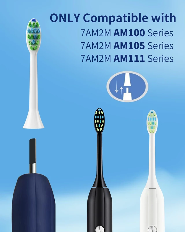 Alt view image 2 of 6 - AM100/AM101/AM105C/AM111 Electric Toothbrush Brush Heads x 8, White | 7AM2M Electric Toothbrush ONLY