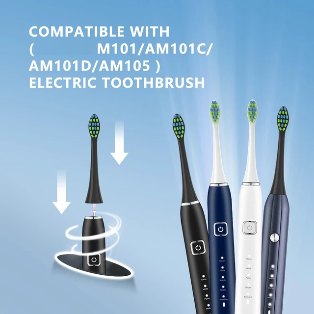 Alt view image 2 of 7 - Replacement Toothbrush Heads with Covers for 7am2m AM101/AM105 Electric Toothbrush,10 Pack,Black