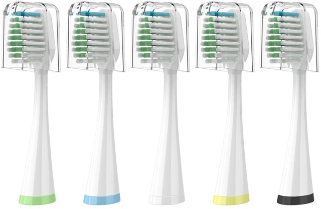 Main image of Replacement Brush Heads for Smile Bright Platinum Sonic Electric Toothbrush | Soft Bristles, 5-Pack, with Covers