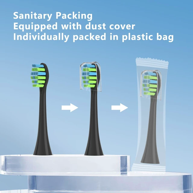 Alt view image 3 of 7 - Replacement Toothbrush Heads with Covers for 7am2m AM101/AM105 Electric Toothbrush,10 Pack,Black