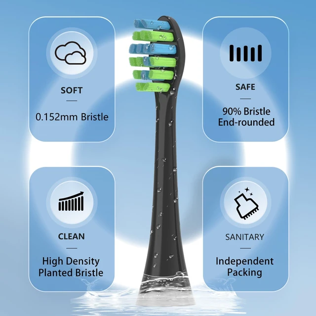 Alt view image 6 of 7 - Replacement Toothbrush Heads with Covers for 7am2m AM101/AM105 Electric Toothbrush,10 Pack,Black