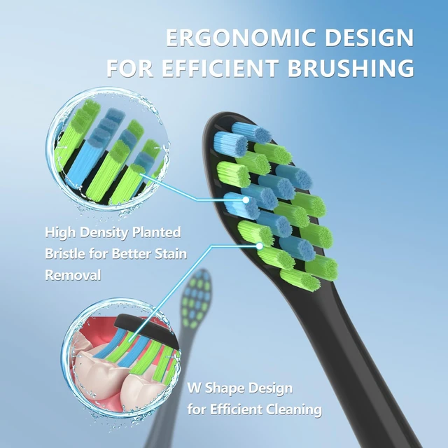 Alt view image 5 of 7 - Replacement Toothbrush Heads with Covers for 7am2m AM101/AM105 Electric Toothbrush,10 Pack,Black