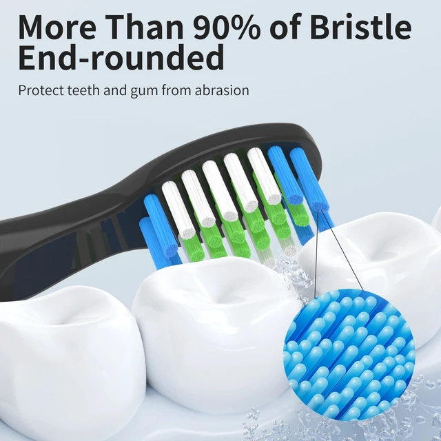 Alt view image 6 of 6 - Compatible with Bitvae D2 Electric Toothbrush Replacement Heads, for Bitvae D2 Electric Toothbrush,10 Pack (Black)