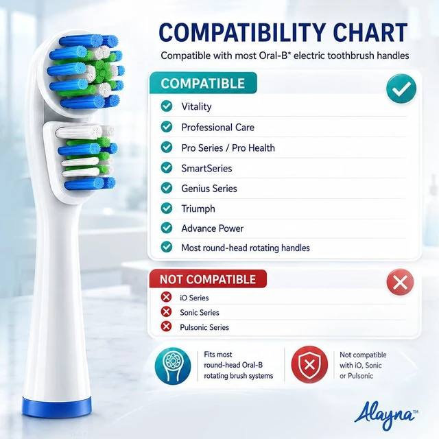 Alt view image 7 of 7 - Brush Heads Compatible with Oral-B, Double Head Design, 4 Count | Replacement Electric Toothbrush Heads with Soft DuPont Bristles and Color-Coded Identification Rings