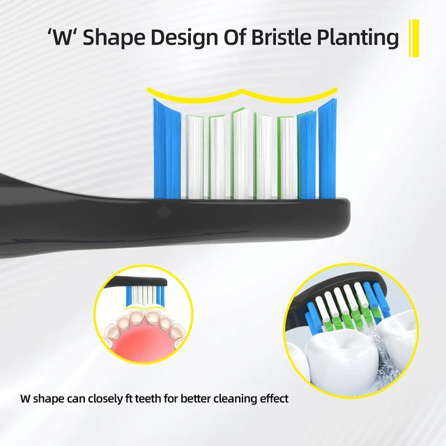 Alt view image 5 of 6 - Compatible with Bitvae D2 Electric Toothbrush Replacement Heads, for Bitvae D2 Electric Toothbrush,10 Pack (Black)