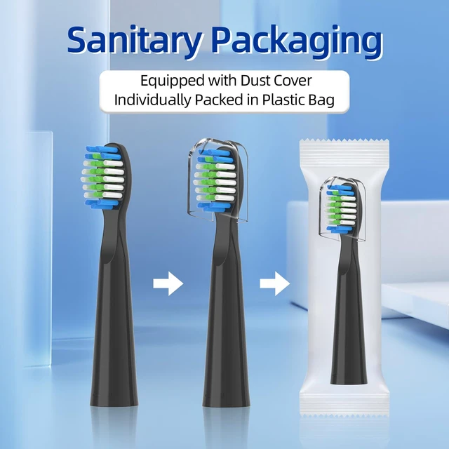 Alt view image 3 of 6 - Compatible with Bitvae D2 Electric Toothbrush Replacement Heads, for Bitvae D2 Electric Toothbrush,10 Pack (Black)