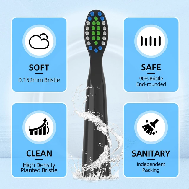 Alt view image 4 of 6 - Compatible with Bitvae D2 Electric Toothbrush Replacement Heads, for Bitvae D2 Electric Toothbrush,10 Pack (Black)