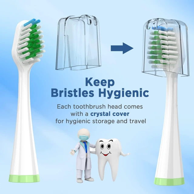Alt view image 3 of 6 - Replacement Brush Heads for Smile Bright Platinum Sonic Electric Toothbrush | Soft Bristles, 5-Pack, with Covers