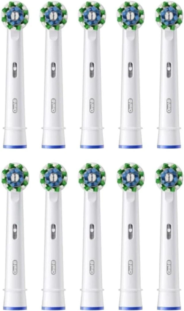 Main image of Pro Pack of 10 Replacement Brush Heads Cross Action, Authentic, White, Deep Cleaning, Round Heads, Tips for Oral B Pro Electric Toothbrushes, Cardboard