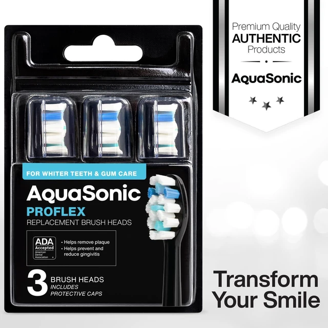 Alt view image 6 of 7 - Genuine Proflex Replacement Brush Heads | ADA Accepted | for Whiter Teeth & Gum Care | Compatible with Many Toothbrush Handles (3 Pack Black)