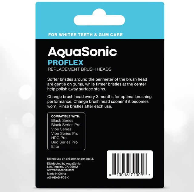 Alt view image 7 of 7 - Genuine Proflex Replacement Brush Heads | ADA Accepted | for Whiter Teeth & Gum Care | Compatible with Many Toothbrush Handles (3 Pack Black)