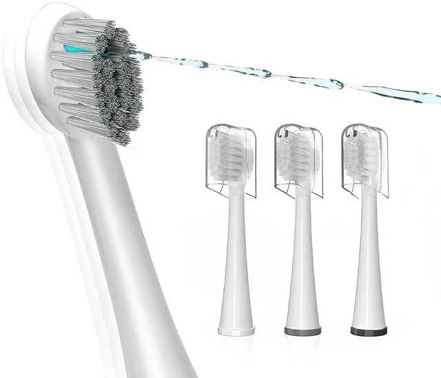 Main image of Replacement Brush Heads for Waterpik Sonic Fusion 2.0 - Flossing Toothbrush Head for Water pik with Color-Coded Rings & Hygienic Caps - 3 Pack White Soft Bristles - Compact Size
