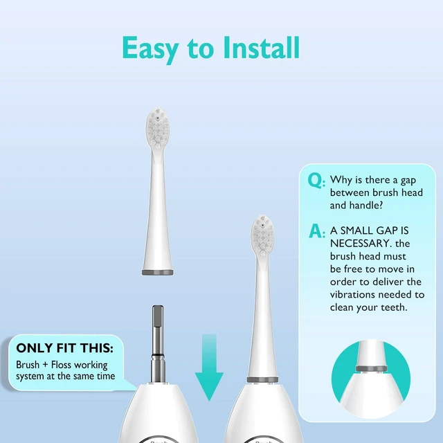 Alt view image 5 of 7 - Replacement Brush Heads for Waterpik Sonic Fusion 2.0 - Flossing Toothbrush Head for Water pik with Color-Coded Rings & Hygienic Caps - 3 Pack White Soft Bristles - Compact Size