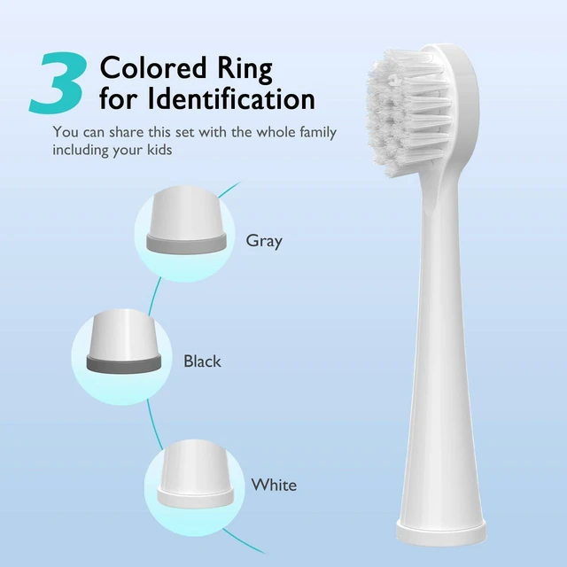 Alt view image 7 of 7 - Replacement Brush Heads for Waterpik Sonic Fusion 2.0 - Flossing Toothbrush Head for Water pik with Color-Coded Rings & Hygienic Caps - 3 Pack White Soft Bristles - Compact Size
