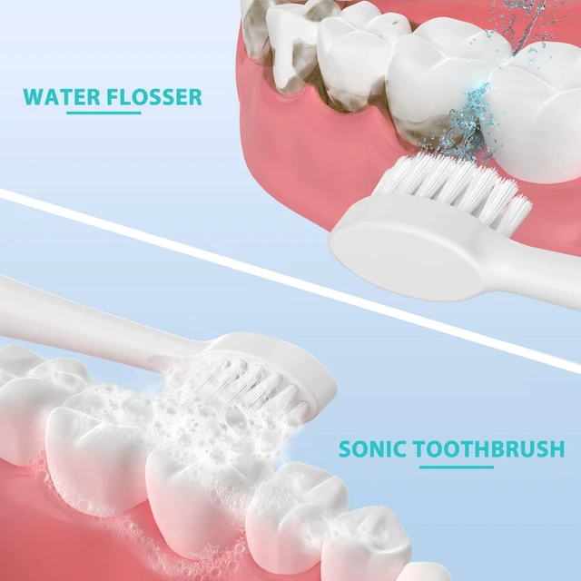 Alt view image 4 of 7 - Replacement Brush Heads for Waterpik Sonic Fusion 2.0 - Flossing Toothbrush Head for Water pik with Color-Coded Rings & Hygienic Caps - 3 Pack White Soft Bristles - Compact Size