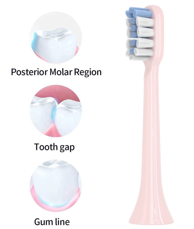 Alt view image 3 of 5 - Toothbrush Replacement Heads Compatible with Hismile Electric Toothbrush,5 Pack | Click-on Handles,Soft Brush Bristles, for Hismile Replacement Head with Sanitary Cap, Pink