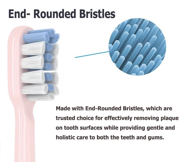 Alt view image 4 of 5 - Toothbrush Replacement Heads Compatible with Hismile Electric Toothbrush,5 Pack | Click-on Handles,Soft Brush Bristles, for Hismile Replacement Head with Sanitary Cap, Pink