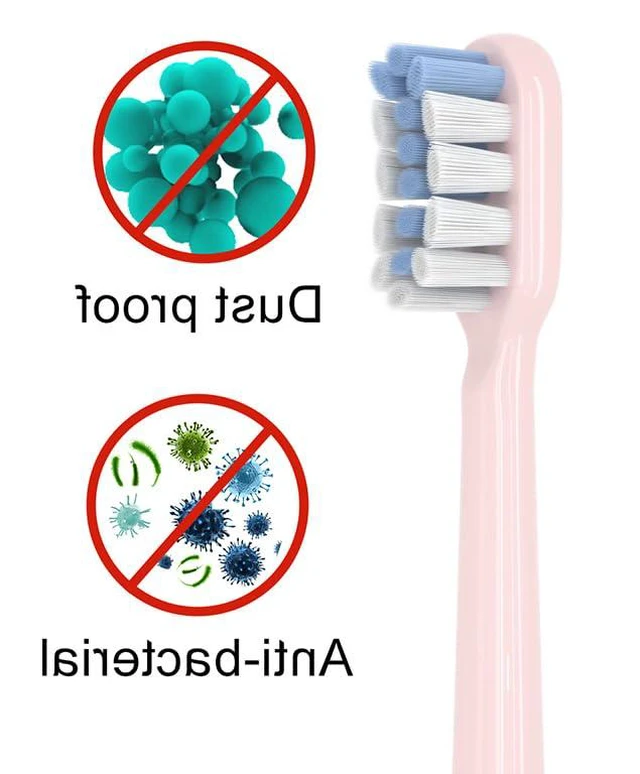 Alt view image 5 of 5 - Toothbrush Replacement Heads Compatible with Hismile Electric Toothbrush,5 Pack | Click-on Handles,Soft Brush Bristles, for Hismile Replacement Head with Sanitary Cap, Pink