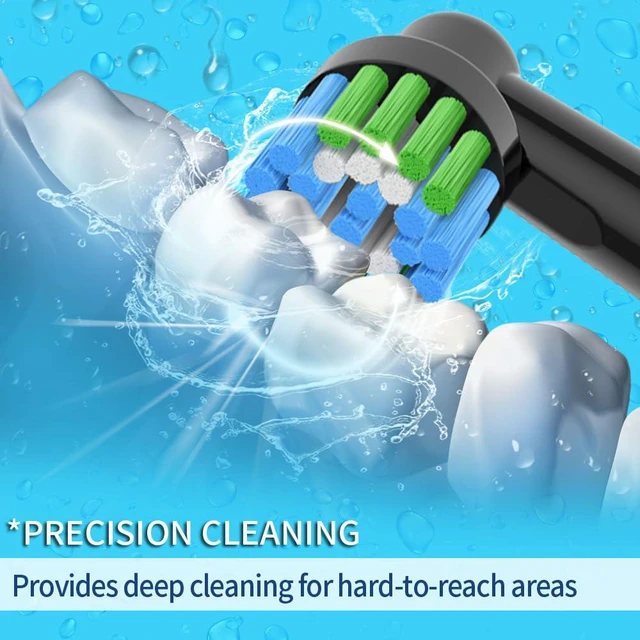 Alt view image 2 of 7 - 8pcs Replacement Heads Compatible with Oral B Electric Toothbrush, 4pcs Precision Clean and 4pcs Cross Clean Brush Heads, Black