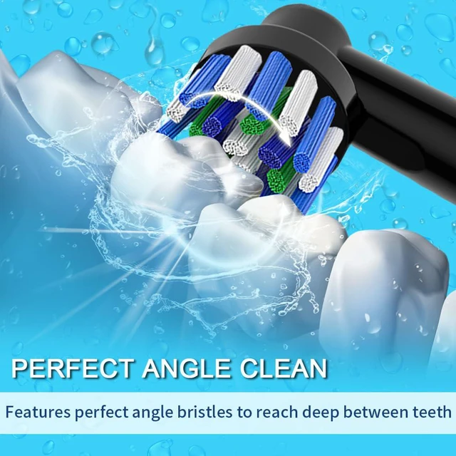 Alt view image 4 of 7 - 8pcs Replacement Heads Compatible with Oral B Electric Toothbrush, 4pcs Precision Clean and 4pcs Cross Clean Brush Heads, Black