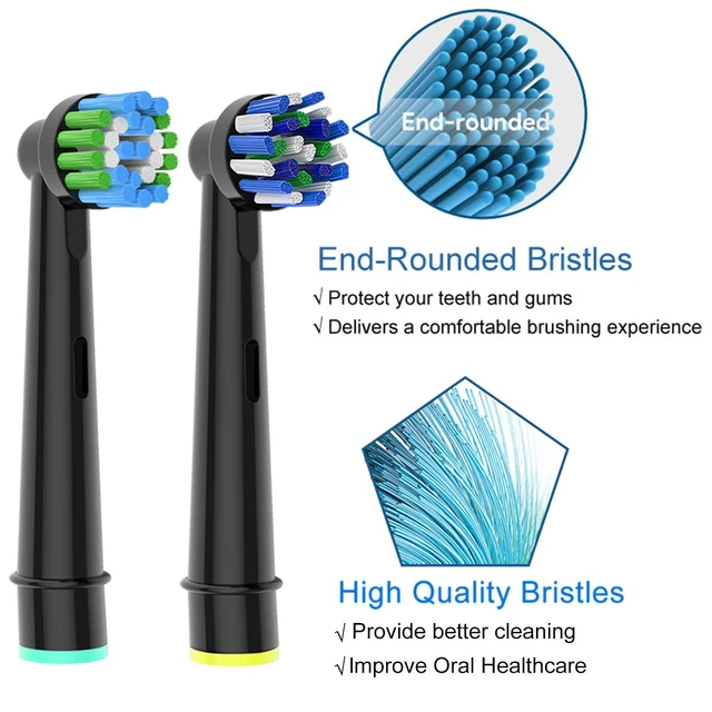 Alt view image 6 of 7 - 8pcs Replacement Heads Compatible with Oral B Electric Toothbrush, 4pcs Precision Clean and 4pcs Cross Clean Brush Heads, Black