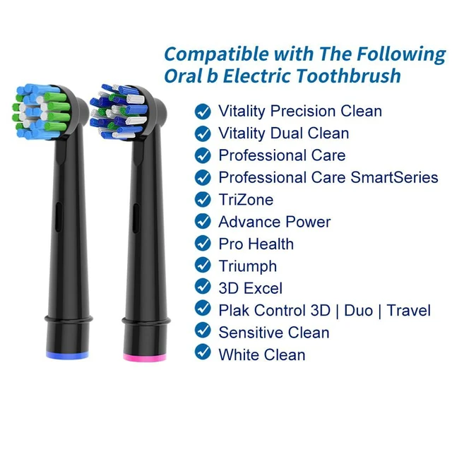Alt view image 7 of 7 - 8pcs Replacement Heads Compatible with Oral B Electric Toothbrush, 4pcs Precision Clean and 4pcs Cross Clean Brush Heads, Black