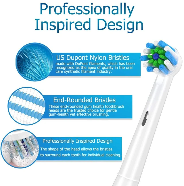 Alt view image 3 of 7 - Replacement Toothbrush Heads Compatible with Braun Oral b 7000/Pro 1000/9600/ 5000/3000/8000/ and Smart Electric Toothbrush, 16 Pcs (White)