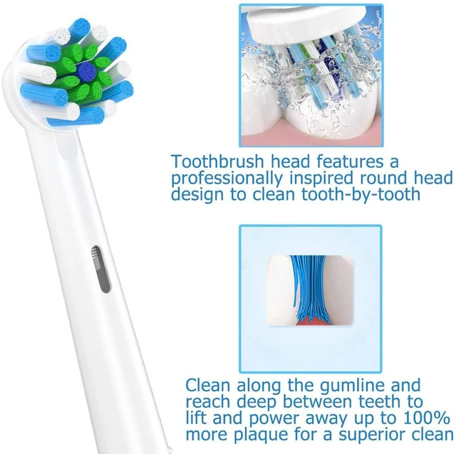 Alt view image 4 of 7 - Replacement Toothbrush Heads Compatible with Braun Oral b 7000/Pro 1000/9600/ 5000/3000/8000/ and Smart Electric Toothbrush, 16 Pcs (White)