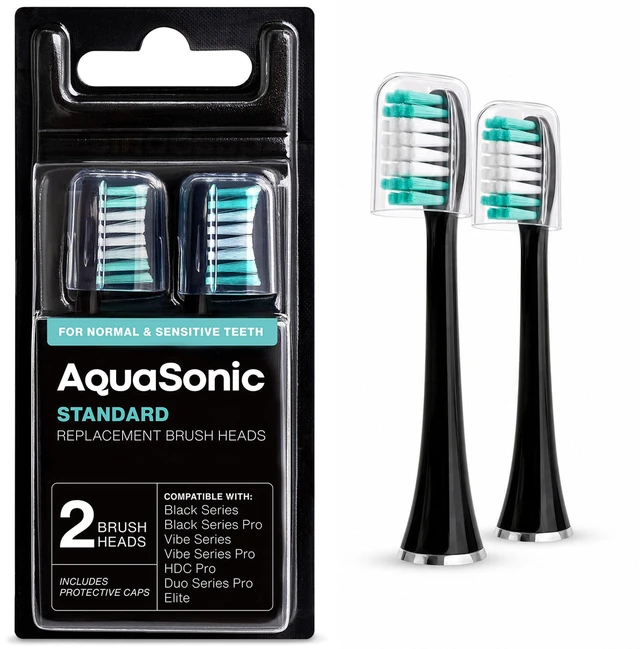 Main image of Genuine Standard Replacement Brush Heads, Black, 2 Pack | ADA Accepted, Protective Caps for Hygienic Storage, Normal & Sensitive Teeth, Compatible with Black Series & More