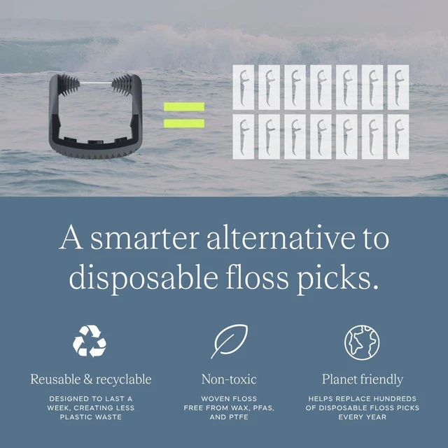 Alt view image 6 of 7 - Origin 3-in-1 Battery-Powered Electric Flosser, Dentist Invented | 3-in-1: Woven Floss + Gum Brushes + Tongue Scraper, The Easy, Effective Way to Floss Daily, Reusable & Non-Toxic Floss Heads