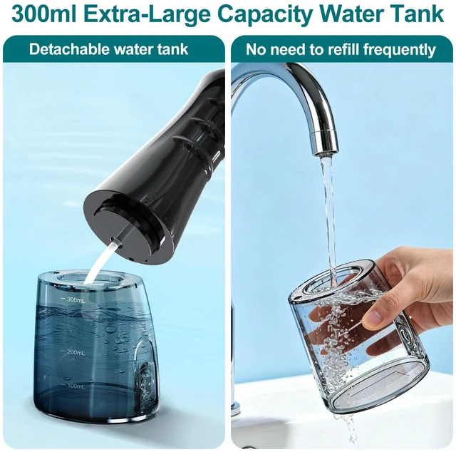 Alt view image 5 of 7 - Water Dental Flosser Teeth Pick - Fast Charge Cordless Teeth Cleaner, 3 Modes Portable Oral Irrigator, IPX7 Waterproof Electric Water Dental Flosser for Tonsil Stone, 300ML Tank