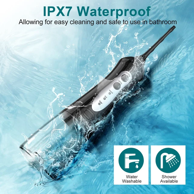 Alt view image 7 of 7 - Water Dental Flosser Teeth Pick - Fast Charge Cordless Teeth Cleaner, 3 Modes Portable Oral Irrigator, IPX7 Waterproof Electric Water Dental Flosser for Tonsil Stone, 300ML Tank