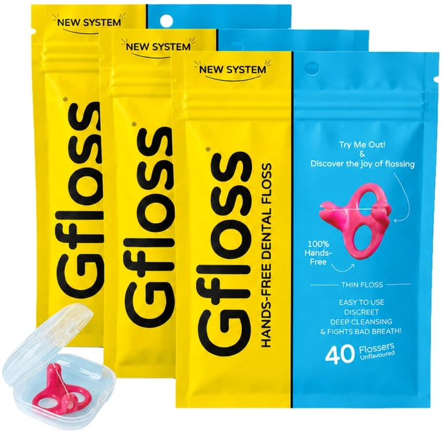 Main image of Hands-Free Dental Floss - 120 Count (Pack of 3) + Light Travel Case - Easy to Use, Discreet Flossers for Adults | Travel Floss | Thin Soft Floss | PFAS-Free | Unwaxed