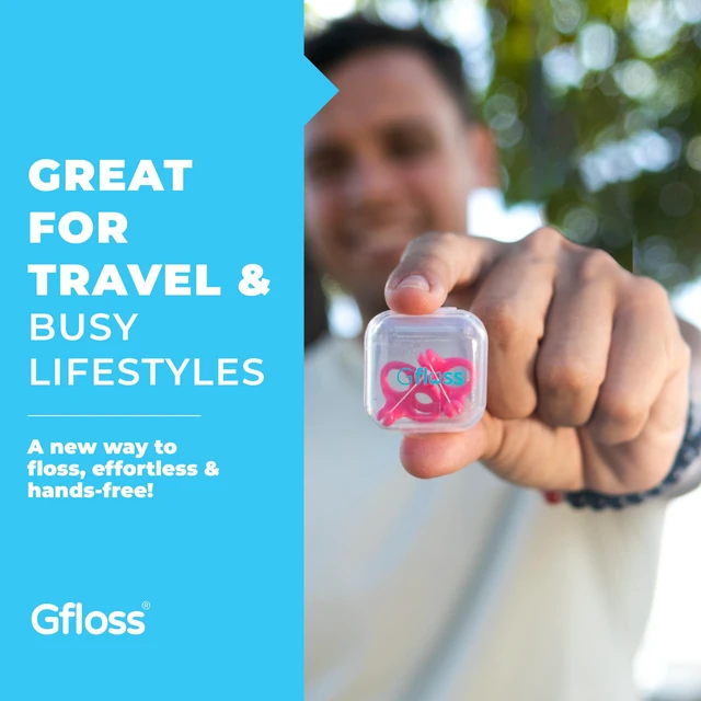 Alt view image 4 of 6 - Hands-Free Dental Floss - 120 Count (Pack of 3) + Light Travel Case - Easy to Use, Discreet Flossers for Adults | Travel Floss | Thin Soft Floss | PFAS-Free | Unwaxed