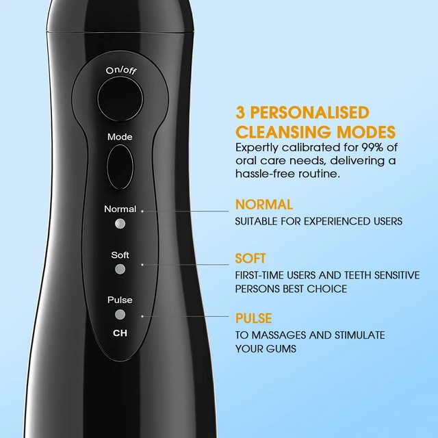 Alt view image 3 of 7 - Water Flossers for Teeth Cordless Rechargeable Dental Oral Irrigator Water Jet for Teeth Braces Care with 6 Jet Tips for Travel and Home Use (Black)