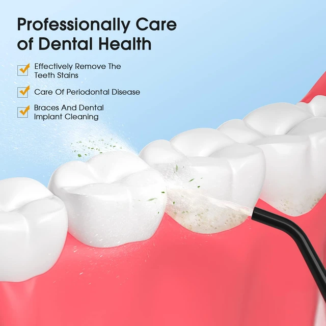 Alt view image 2 of 7 - Water Flossers for Teeth Cordless Rechargeable Dental Oral Irrigator Water Jet for Teeth Braces Care with 6 Jet Tips for Travel and Home Use (Black)