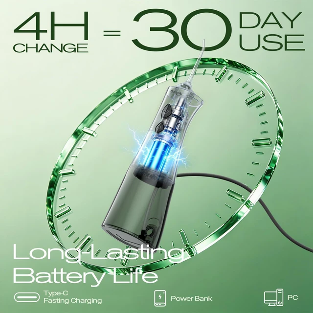Alt view image 5 of 7 - C2 Water Flosser for Teeth, 350ML Cordless Oral Irrigator, Black | DIY Pressure, 4 Modes, 5 Jet Tips, Rechargeable Water Dental Pick for Braces, Sensitive Gums, IPX7 Waterproof for Home Travel