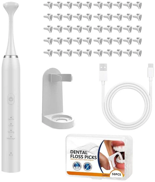 Main image of Electric Dental Flosser - 4 Speed Rechargeable Ultrasonic Electric Flossing with 50 Replacement Heads, Portable Teeth Cleaning Tool for Gentle Gum Care & Tongue Cleaning,Fit Men & Women