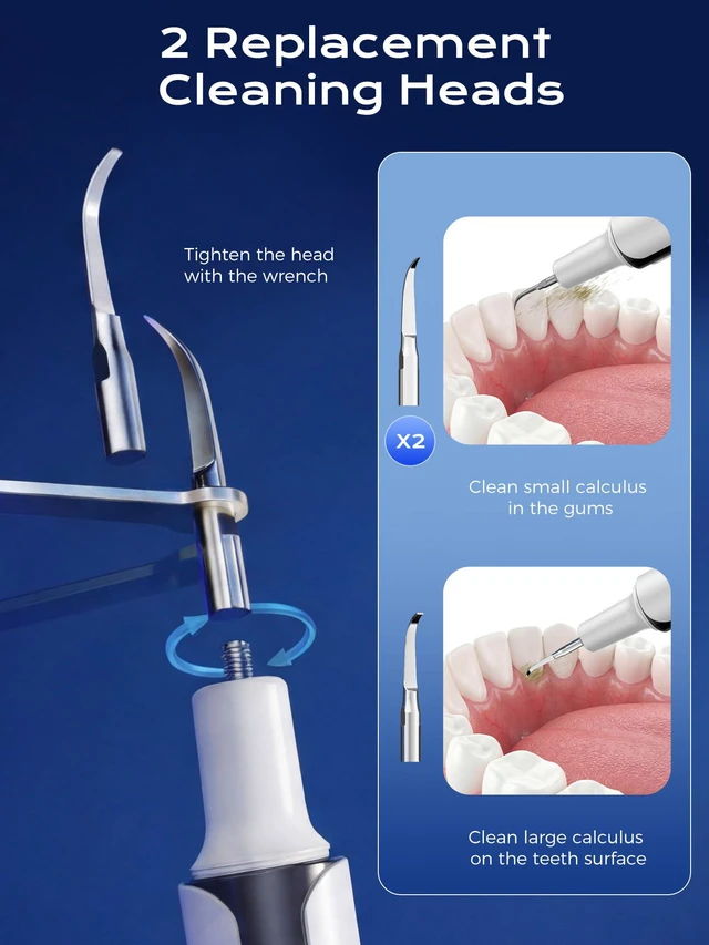 Alt view image 6 of 7 - Ultrasonic Plaque Remover for Teeth - 42kHz Tartar Remover with Sensor Gum Protection, Memory & 10-Min Auto Shutoff, IPX6 Waterproof, USB-C Rechargeable Dental Tools for Sensitive Teeth