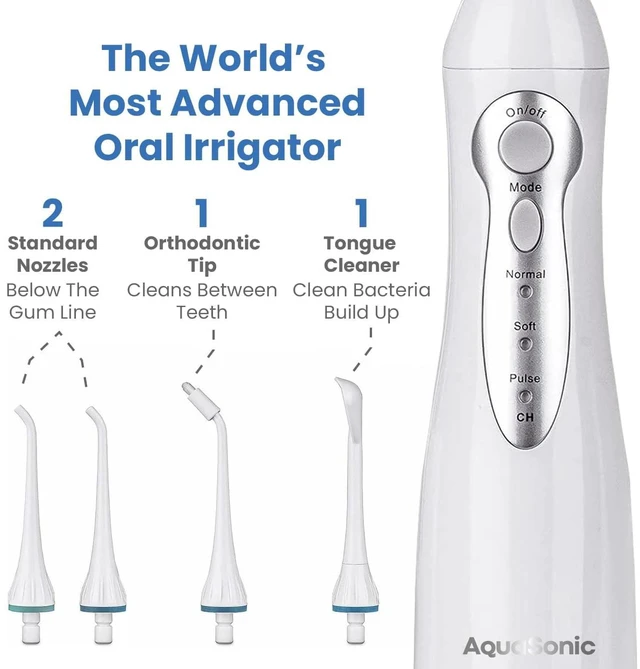 Alt view image 5 of 7 - Home Dental Center Rechargeable Power Toothbrush & Smart Water Flosser - Complete Family Oral Care System - 10 Attachments and Tips Included - Various Modes & Timers (White)