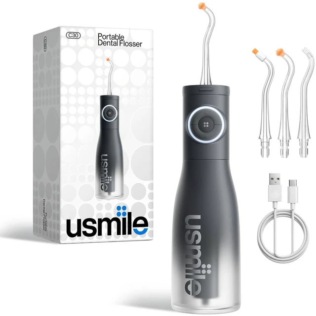 Main image of C30 Cordless Water Flosser, 300ml Tank, 5 Modes, IPX7, Black | S-Shaped Nozzle, USB-C Rechargeable Portable Oral Irrigator for Braces, Sensitive Gums, Teeth Cleaner, Home & Travel