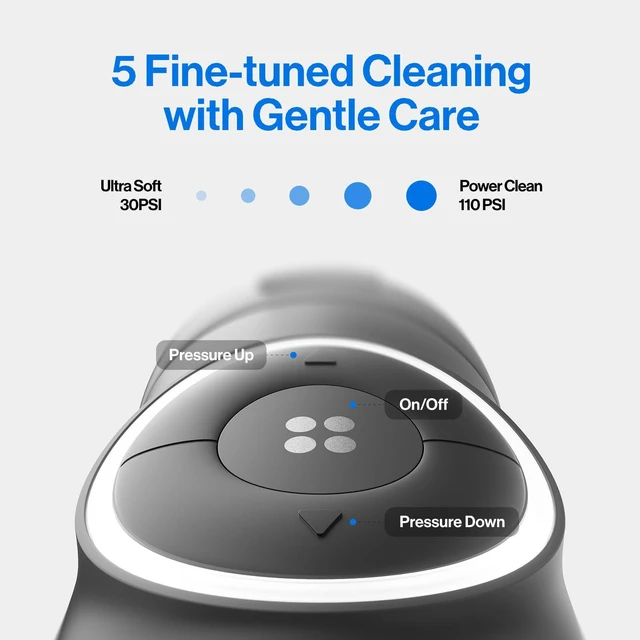 Alt view image 2 of 7 - C30 Cordless Water Flosser, 300ml Tank, 5 Modes, IPX7, Black | S-Shaped Nozzle, USB-C Rechargeable Portable Oral Irrigator for Braces, Sensitive Gums, Teeth Cleaner, Home & Travel