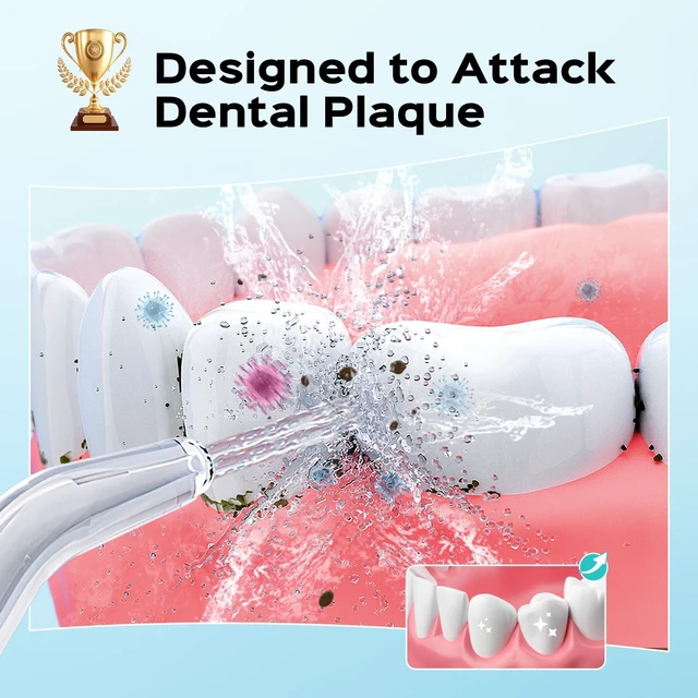 Alt view image 3 of 7 - E2 Advanced Water Dental Flosser Teeth, 2 Modes 12 Pressure Settings | Electric Pick for Orthodontic, Braces, Sensitive Gums - Home Use, 5 Jet Tips for Multiple Family Users, Black, Standard Set