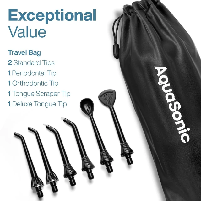 Alt view image 6 of 7 - Aqua Flosser PRO - Rechargeable Electric Cordless Water Flosser for Teeth, Gums & Tongue - Waterproof Modern Design, 300ml Large Tank, 3 Modes, 6 Jet Tips, Deluxe Tongue Nozzle - Black