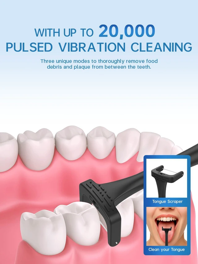 Alt view image 2 of 7 - Electric Flosser for Teeth, Electric Dental Flosser, Adults, Braces | Electric flossers for adults teens with 20,000 VPM sonic 3 modes 50 reusable heads IPX7 Waterproof Cordless 60-day battery